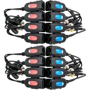 8 Pair Video Balun with Power, BNC to Cat5 Adapter, Ground Loop Isolated HD Analog Surveillance Camera Cable Ethernet Transceiver - Compact in Saudi Arabia