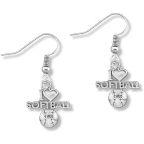 Softball Earrings- Softball Jewelry - I love Softball Earrings - Softball Player, Team and Coaches Gifts