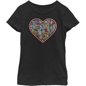 Marvel Girl's Comic Heart T-Shirt