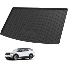 Custom Fit for Cargo Liner 2018-2024 Ford Expedition Max/Lincoln Navigator L - Black TPE All Weather Heavy Duty Waterproof Rear Cargo Tray Trunk Floor Mat Protector