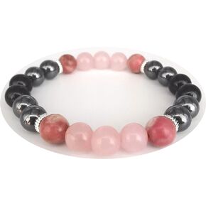 Empath Protection Bracelet, Black Tourmaline, Hematite, Rose Quartz & Rhodonite Bracelet,Crystal Healing Bracelet,Anxiety,Depression Relief