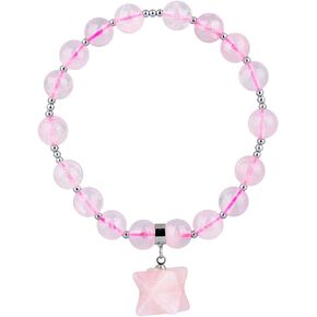 SUNYIK Merkaba Stone Bracelet for Women Men, Healing Crystal Round Bead Stretch Wristband 7" Strand