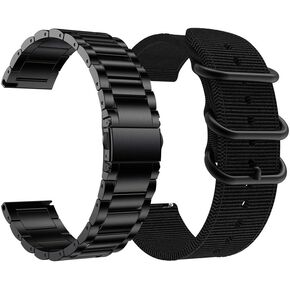 YEEJOK Vivoactive 5/3 Watch Bands Replacement, 20mm Nylon Watch Strap+ Metal Watch Band Compatible for Garmin Venu/Garmin Vivoactive 3 Music/Forerunner 645/245 Smartwatch