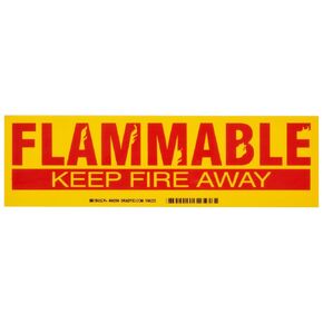 Brady 60294 3-1/2" Height, 12" Width, B-302 High Performance Polyester, Red On Yellow Color Cabinet Labels, Legend "Flammable Keep Fire Away"