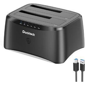 Hard Drive Docking Station, dockteck USB 3.0 to SATA Dual Bay External Hard Drive Enclosure for 3.5 or 2.5 inch SATA HDD SSD with Offline Clone
