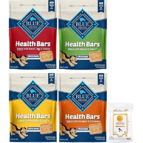 Variety Pack (4) Blue Buffalo Health Bars Crunchy Dog Treats (16-oz Each) with AuroraPet Wipes in Saudi Arabia