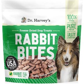 Dr. Harvey's Rabbit Bites Freeze Dried Dog Training Treats with Rabbit Meat for Dogs, 7 Ounces (1 Pack)