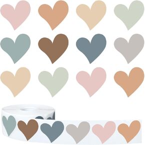Whaline 1000Pcs Boho Heart Stickers Back to School Self Adhesive Stickers Roll 1.5 Inch Label Stickers Decal for Valentine's Day Wedding Card Envelope Invitation Scrapbook Gift Decor