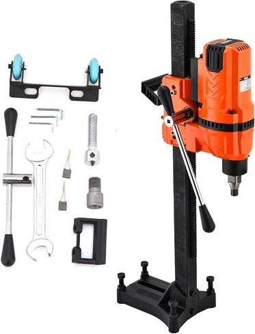 آلة الحفر الأساسية الماسية BHTOP، جهاز الحفر الأساسي للخرسانة الرطبة مقاس 10 بوصات مع عجلة حامل، وسرعة 700 دورة في الدقيقة ومقبض رفع وخيط 1-1/4 بوصة، وقطر الحفر لحجر الطوب الخرساني، 3300 وات (بدون قطع) in Kuwait