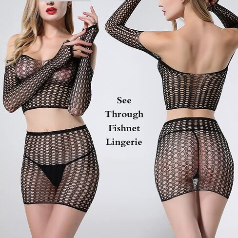 ملابس داخلية شبكية للنساء، بيبي دول شبكي مثير، بيكيني يغطي قطعتين، قمصان بأكمام طويلة in Kuwait