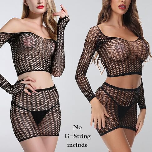 ملابس داخلية شبكية للنساء، بيبي دول شبكي مثير، بيكيني يغطي قطعتين، قمصان بأكمام طويلة in Kuwait