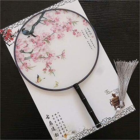 Seres Classic Round Fan,Wood Fan Rib&Semi-Transparent Silk Cloth,10+ Optional Patterns,Diameter 8.3in,团扇 (10.Princess) in Saudi Arabia