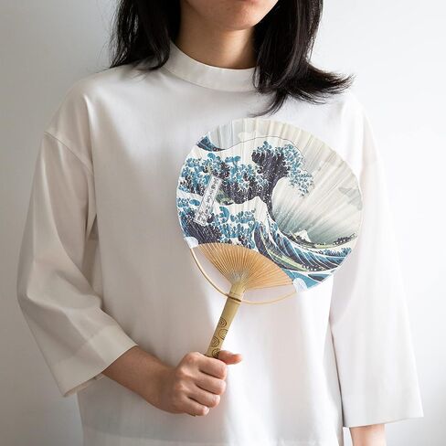 Paper Decorative Japanese Fans Cattail Paddle Hand Fan Japanese Room Home Wall Decor with Colorful Ukiyoe Festival Home Portable Uchiwa Bamboo Handle Party Gathering Souvenir Cosplay (Sea Wave) in Saudi Arabia