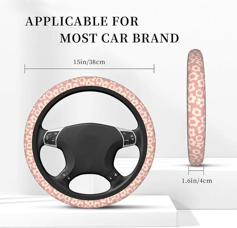 Flowers Floral Steering Wheel Cover Cute Universal 15 Inch Car Accessories Protector for Women Fit Auto SUV Sedan Vans Trucks in Saudi Arabia