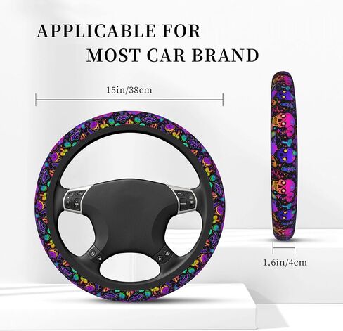 Flowers Floral Steering Wheel Cover Cute Universal 15 Inch Car Accessories Protector for Women Fit Auto SUV Sedan Vans Trucks in Saudi Arabia