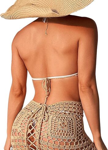 Verdusa Women's Hollow Out Crochet Fringe Swimsuit Maxi Dress Beach Cover Up in Saudi Arabia