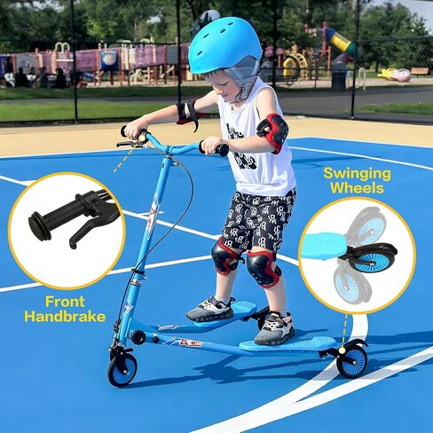 Kids Swing Scooter, 3 Wheels Drifting Wiggle Scooters with Adjustable Height & Foldable for Boys/Girl/Ages 5-12 Years in Saudi Arabia