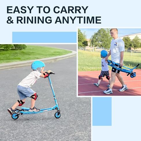 Kids Swing Scooter, 3 Wheels Drifting Wiggle Scooters with Adjustable Height & Foldable for Boys/Girl/Ages 5-12 Years in Saudi Arabia
