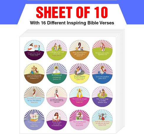 NewEights Bible Verses About Love Stickers (10 Sets X 16 Designs) - Great Gifts for Party Favors, Sunday School Classroom Rewards - Christian Stocking Stuffers for Kids, Boys, Girls in Saudi Arabia