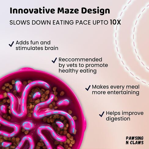 Slow Feeder Dog Bowl - Anti-Choking & Non Slip Interactive Dog Feeding Bowls for Dry/Wet Food That Slow Down Eating Dog Bowl - Maze Puzzle Design Bowl - Medium/Large (Purple) in Saudi Arabia