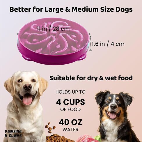 Slow Feeder Dog Bowl - Anti-Choking & Non Slip Interactive Dog Feeding Bowls for Dry/Wet Food That Slow Down Eating Dog Bowl - Maze Puzzle Design Bowl - Medium/Large (Purple) in Saudi Arabia