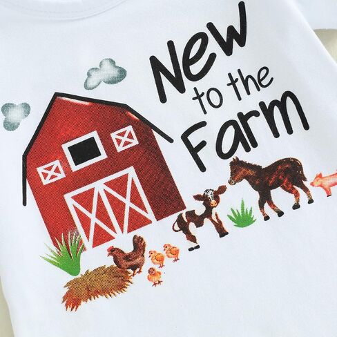 Ayalinggo Baby Boys 3Pcs Farm Clothes Short Sleeve Tractor Print Romper + Pants + Hat Set Newborn Clothes in Saudi Arabia