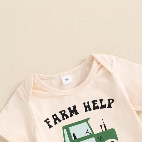 Ayalinggo Baby Boys 3Pcs Farm Clothes Short Sleeve Tractor Print Romper + Pants + Hat Set Newborn Clothes in Saudi Arabia