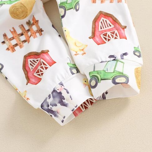 Ayalinggo Baby Boys 3Pcs Farm Clothes Short Sleeve Tractor Print Romper + Pants + Hat Set Newborn Clothes in Saudi Arabia