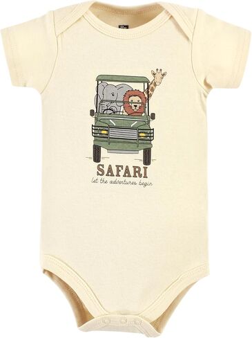 Hudson Baby Unisex Baby Cotton Bodysuit, Pant and Shoe Set, Going On Safari Short Sleeve, Newborn in Saudi Arabia
