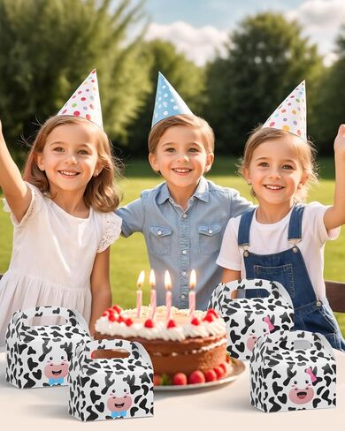 24 حزمة من علب الهدايا المطبوعة على شكل بقرة، علب هدايا حلوى كوكيز على شكل بقرة لحليب المزرعة، لوازم حفلات أعياد الميلاد وحفلات الزفاف، زينة استحمام الطفل in Kuwait