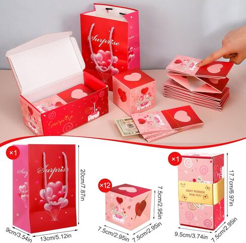 GGSTDDUP Surprise Gift Box Explodes for Money,Happy Birthday Surprise Gift Box with Colorful Confetti 12 Bounce Folding Red Envelope Gift Box Explosion Suitable for Proposal,Anniversary,Mothers Day in Saudi Arabia
