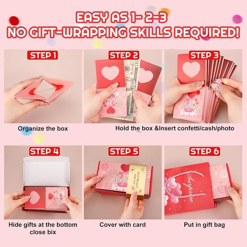 GGSTDDUP Surprise Gift Box Explodes for Money,Happy Birthday Surprise Gift Box with Colorful Confetti 12 Bounce Folding Red Envelope Gift Box Explosion Suitable for Proposal,Anniversary,Mothers Day in Saudi Arabia
