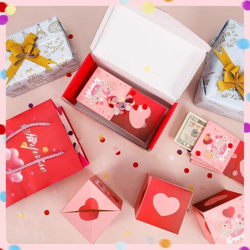 GGSTDDUP Surprise Gift Box Explodes for Money,Happy Birthday Surprise Gift Box with Colorful Confetti 12 Bounce Folding Red Envelope Gift Box Explosion Suitable for Proposal,Anniversary,Mothers Day in Saudi Arabia
