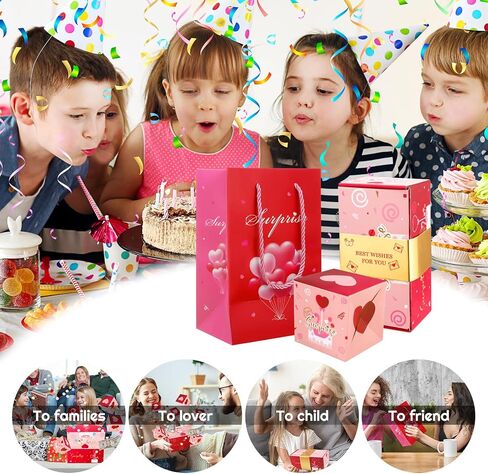 GGSTDDUP Surprise Gift Box Explodes for Money,Happy Birthday Surprise Gift Box with Colorful Confetti 12 Bounce Folding Red Envelope Gift Box Explosion Suitable for Proposal,Anniversary,Mothers Day in Saudi Arabia