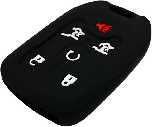 Silicone Rubber Key Fob Cover Compatible with 2014-2021 Chevrolet Suburban Tahoe GMC Yukon Yukon XL HYQ1AA (Black Black) in Saudi Arabia