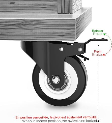 عجلات دوارة مقاس 2 بوصة مع قفل مزدوج آمن وعجلات من رغوة البولي يوريثان لا تصدر ضوضاء، شديدة التحمل - 150 رطلًا لكل عجلة (عبوة من 4 قطع) in Kuwait