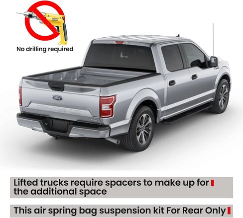 مجموعات تعليق أكياس الهواء الزنبركية VIGOR المتوافقة مع مجموعة نوابض مساعدة الهواء الخلفية لسيارة Ford F-150 2WD و4WD طراز 2015-2023، تصل إلى 5000 رطل من سعة تسوية الحمل in Kuwait