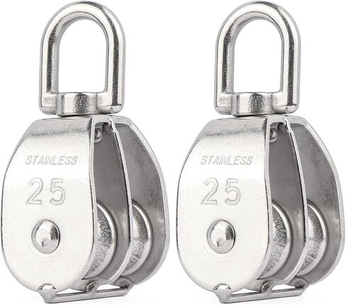 2PCS M32 Double Sheave Pulley Snatch Block 304 Stainless Steel Lifting Crane Swivel Hook in Saudi Arabia