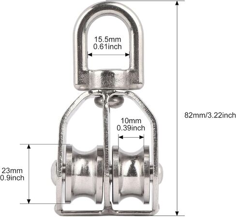 2PCS M32 Double Sheave Pulley Snatch Block 304 Stainless Steel Lifting Crane Swivel Hook in Saudi Arabia