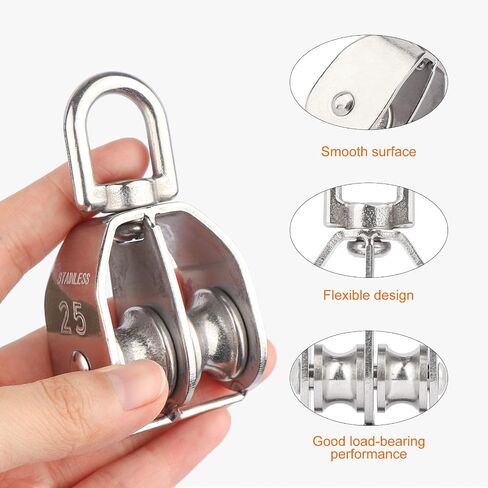 2PCS M32 Double Sheave Pulley Snatch Block 304 Stainless Steel Lifting Crane Swivel Hook in Saudi Arabia