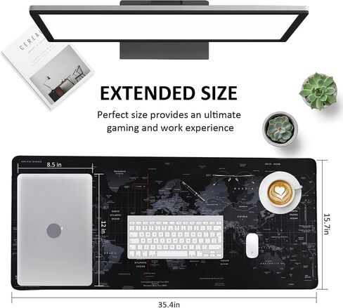 Gaming Mouse Pad, Extended Mouse Pad Size 35.4x15.7 Thickness 0.1inches,Premium-Textured Non-Slip & Waterproof Computer Mousepad with Stitched Edges for Gaming,Office & Home 90x40 Hmap in Saudi Arabia