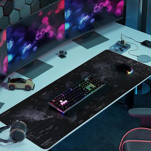 Gaming Mouse Pad, Extended Mouse Pad Size 35.4x15.7 Thickness 0.1inches,Premium-Textured Non-Slip & Waterproof Computer Mousepad with Stitched Edges for Gaming,Office & Home 90x40 Hmap in Saudi Arabia