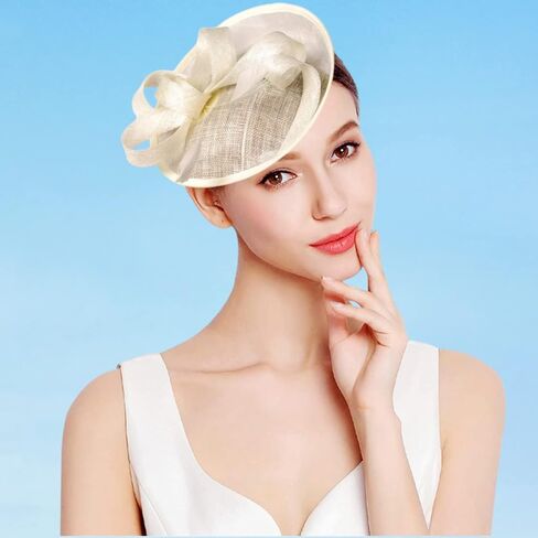 Specell Women's Pillbox Fascinator Hat,1920s Tea Party Fascinator Hat Feather Fascinator Hat for Cocktail Wedding in Kuwait