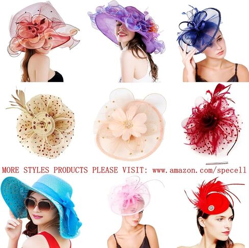 Specell Women's Pillbox Fascinator Hat,1920s Tea Party Fascinator Hat Feather Fascinator Hat for Cocktail Wedding in Kuwait