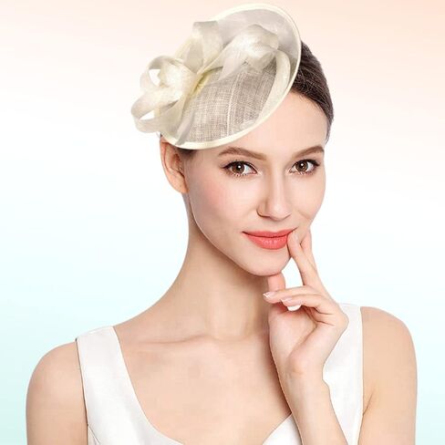 Specell Women's Pillbox Fascinator Hat,1920s Tea Party Fascinator Hat Feather Fascinator Hat for Cocktail Wedding in Kuwait