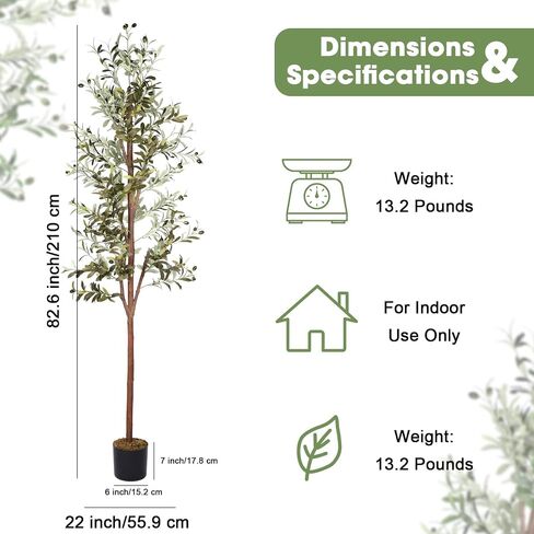 2 Pack Olive Tree 7ft Faux Olive Tree 82 Inch Olive Trees Artificial Indoor Fake Potted Olive Tree and Fruits for Outdoor Home Office Living Room Entryway Decor Gift in Saudi Arabia