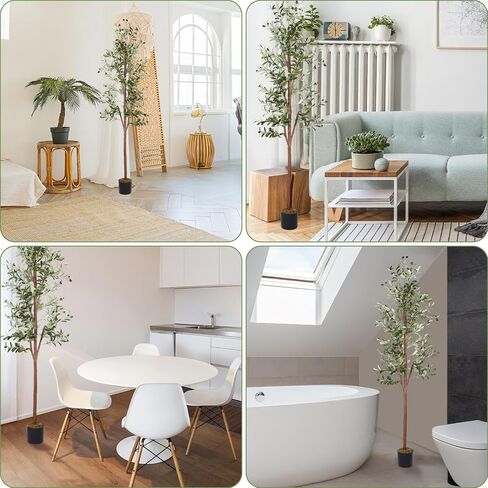 2 Pack Olive Tree 7ft Faux Olive Tree 82 Inch Olive Trees Artificial Indoor Fake Potted Olive Tree and Fruits for Outdoor Home Office Living Room Entryway Decor Gift in Saudi Arabia