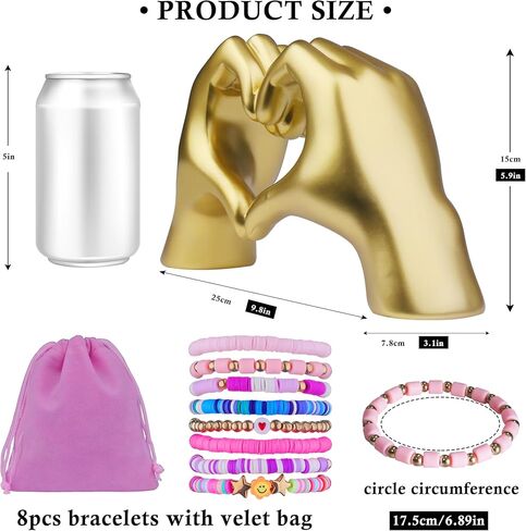 aoligrace نحت الأيدي على شكل قلب مع الأساور، ديكور غرفة جمالي لإصبع الحب، ديكور بيج لغرفة المعيشة وغرفة النوم ورف الكتب، هدايا عيد ميلاد الذكرى السنوية للزفاف للنساء والفتيات in Kuwait