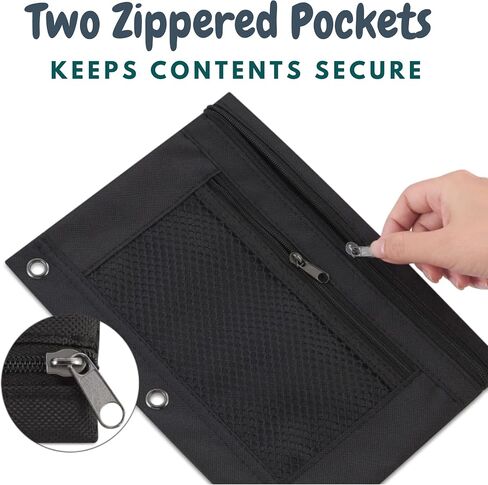 1InTheOffice Pencil Pouch 3 Ring, Black, Pencil Pouch For 3 Ring Binder 2 Pack (Canvas Black) in Saudi Arabia