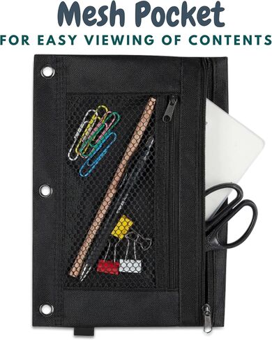 1InTheOffice Pencil Pouch 3 Ring, Black, Pencil Pouch For 3 Ring Binder 2 Pack (Canvas Black) in Saudi Arabia